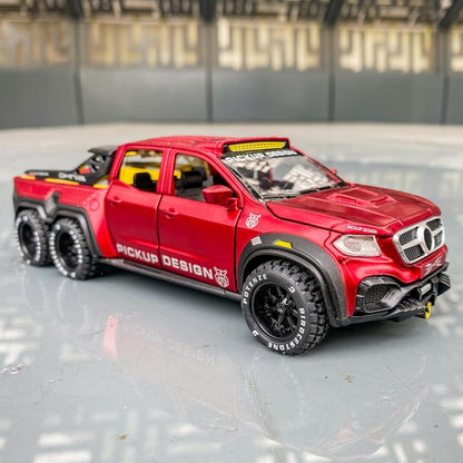 1:28 Mercedes Pickup X-Class Model Car – Diecast Zinc Alloy Pull Back Toy with Sound and Light