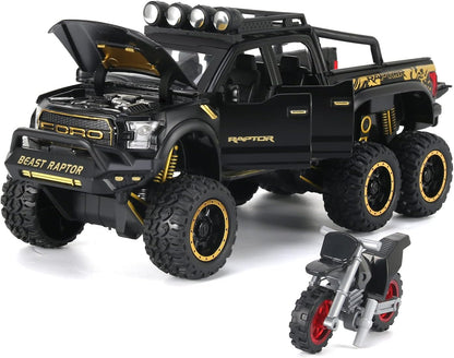 ARNIYAVALA Toy Pickup Trucks for Boys F150 Raptor DieCast Metal Model Car with Sound and Light for Kids Age 3 Year and up