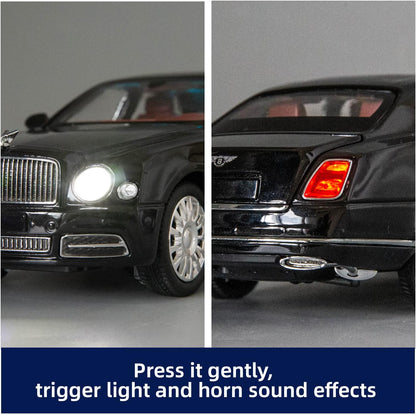 1:24 Scale Bentley Mulsanne Diecast Cars Models, Pull Back Car Toys with 6 Open Doors, Light and Sound, Boys Toys Kids Adults Gift