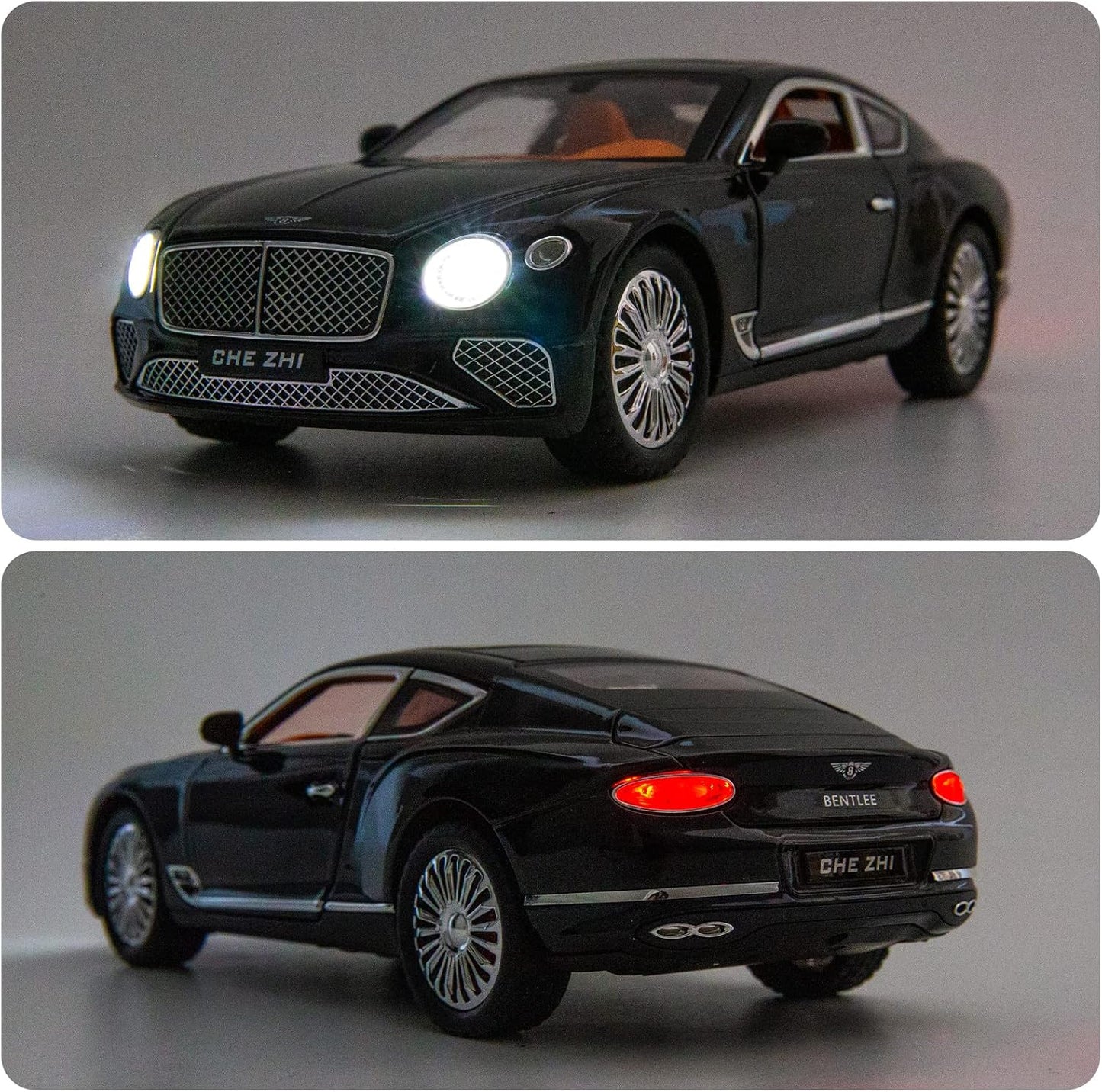 1/24 Bentley Continental GT Model Car Alloy Diecast Toy Car Collectible Pull Back Toy Vehicles with Sound and Light Door Can Be Opened for Girls Boys Gift