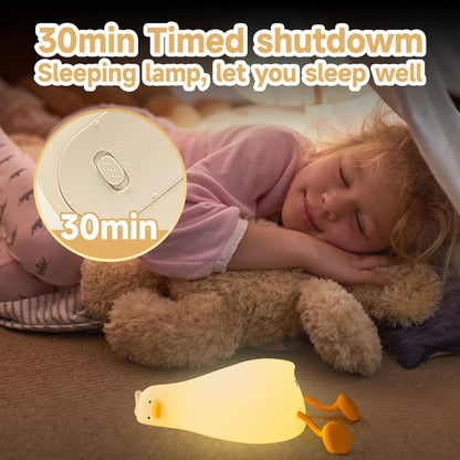 Lying Flat Benson Duck Multi-Color Lamp with Remote Control, Rechargeable Silicone Night Light