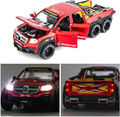 1:28 Mercedes Pickup X-Class Model Car – Diecast Zinc Alloy Pull Back Toy with Sound and Light