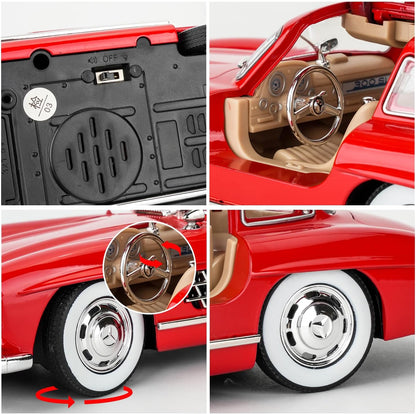 Benz 300 SL Classic Cars Model Car, Zinc Alloy Pull Back Toy car with Sound and Light for Kids Boy Girl Gift