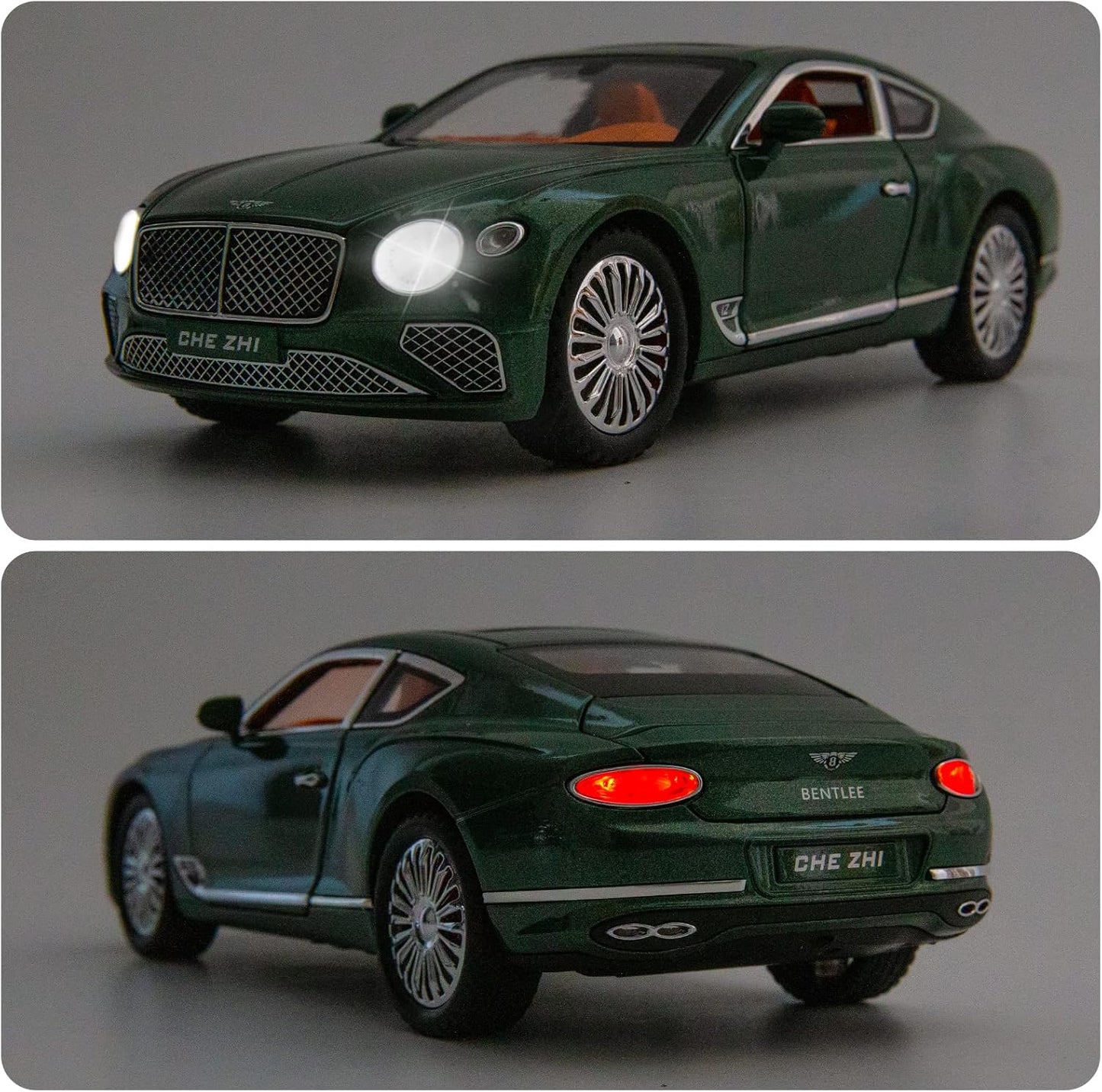 1/24 Bentley Continental GT Model Car Alloy Diecast Toy Car Collectible Pull Back Toy Vehicles with Sound and Light Door Can Be Opened for Girls Boys Gift