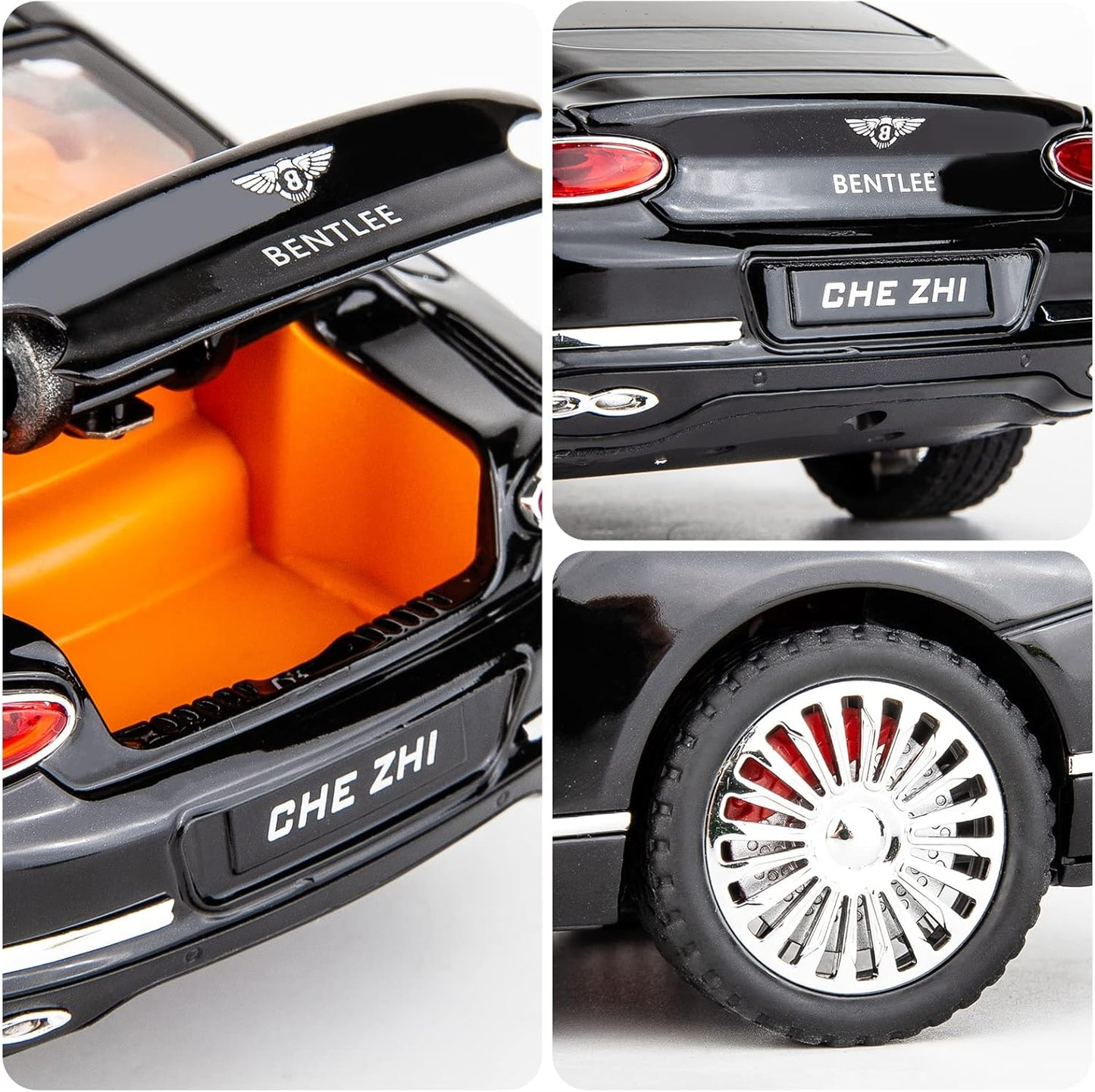 1/24 Bentley Continental GT Model Car Alloy Diecast Toy Car Collectible Pull Back Toy Vehicles with Sound and Light Door Can Be Opened for Girls Boys Gift