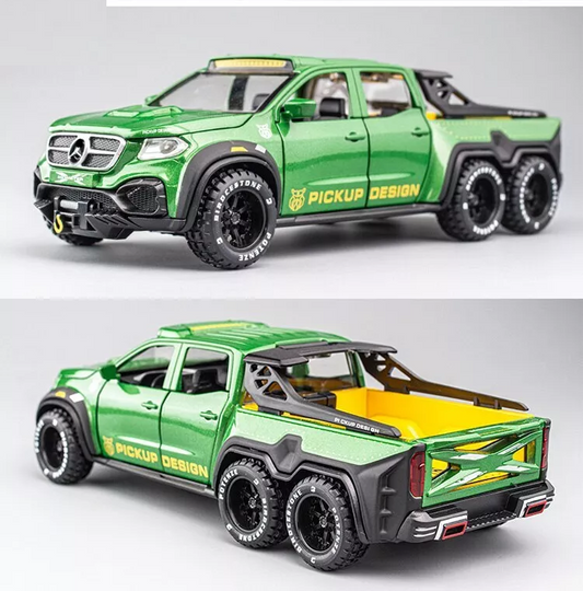 1:28 Mercedes Pickup X-Class Model Car – Diecast Zinc Alloy Pull Back Toy with Sound and Light