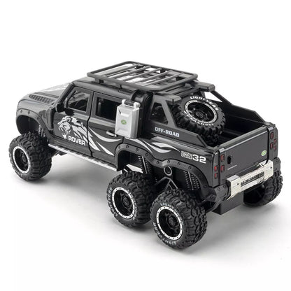 Arniyavala 1:24 Land Rover Defender 6X6 Pickup Truck Model Car Toy Collection with Sound & Light