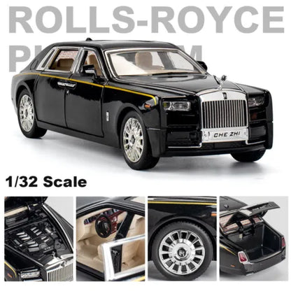 1/32 Rolls-Royce Phantom Model Car,Zinc Alloy Pull Back Toy car with Sound and Light for Kids Boy Girl Gift