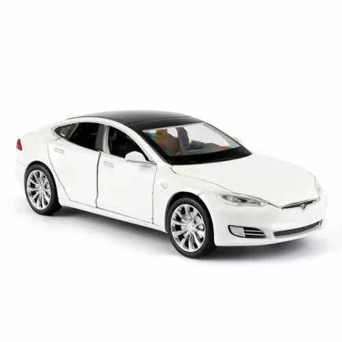 ARNIYAVALA 1:32 Tesla Model S Toy Car 🚗 Metal Pull Back Diecast Car 🛠️ with Openable Doors 🚪, Realistic Sound 🎶, and LED Light 💡 Effects